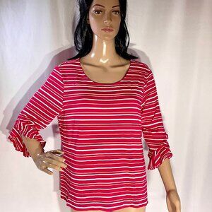 Pink Striped Chicos Shirt Sz Large